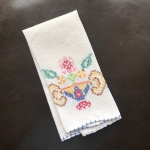 Vintage Cross Stitched Tea Towel